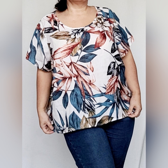 C&C California Women's 100% Linen Tropical Blouse Flowy Oversize 3XL - Picture 9 of 16